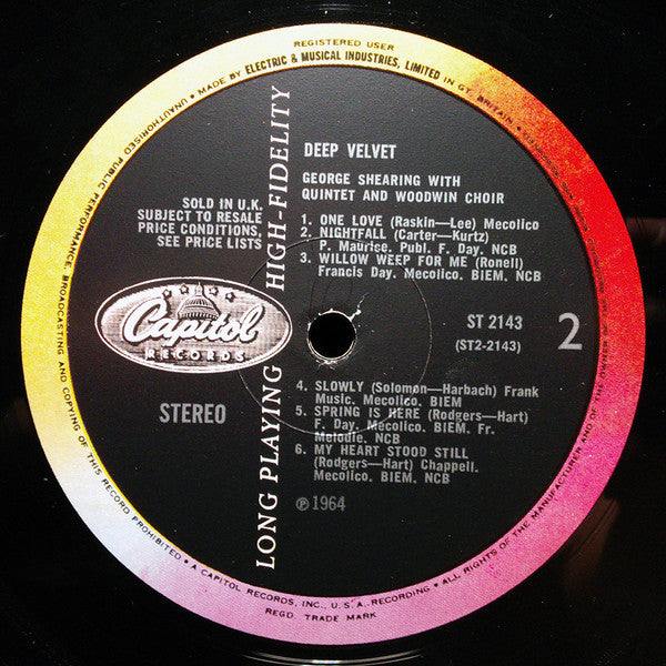 The George Shearing Quintet : Deep Velvet (LP)