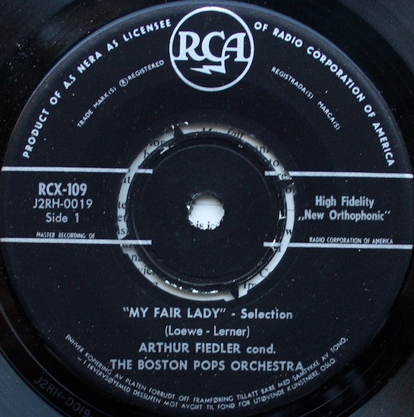 Boston Pops Orchestra, Arthur Fiedler : My Fair Lady (7", EP, Mono, 4 p)