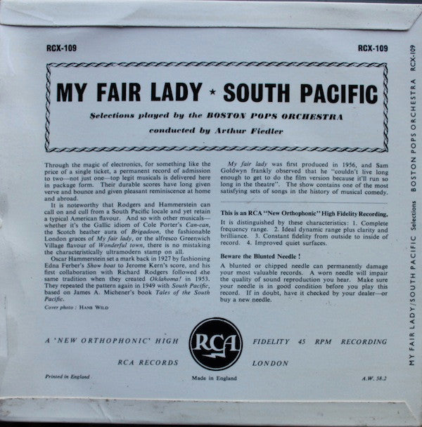 Boston Pops Orchestra, Arthur Fiedler : My Fair Lady (7", EP, Mono, 4 p)