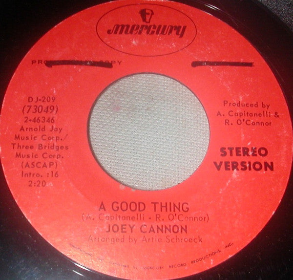 Joey Cannon : A Good Thing (7", Mono, Promo)