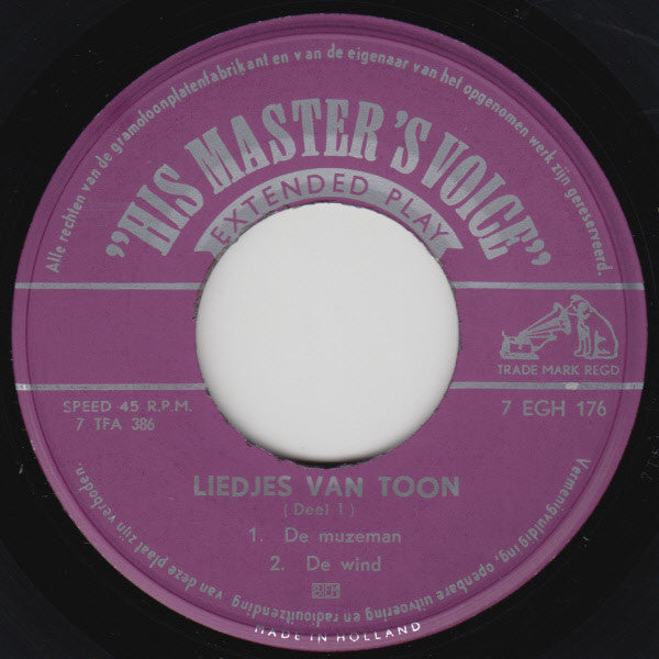 Toon Hermans : Liedjes Van Toon (Deel 1) (7", EP)