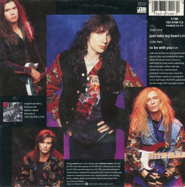 Mr. Big : Just Take My Heart b/w To Be With You (Live) (7", Single, Sol)