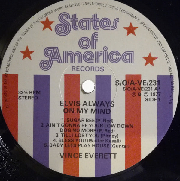 Vince Everett : Elvis Always On My Mind - The Legend Lives On (LP, Comp, Unofficial)