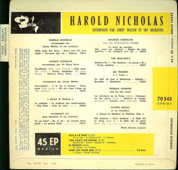 Harold Nicholas : Elle A Le Truc (7", EP)