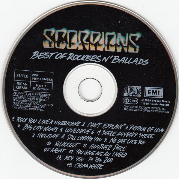 Scorpions : Best Of Rockers N' Ballads (CD, Comp)
