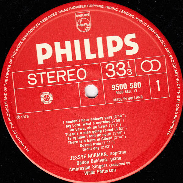 Jessye Norman / Dalton Baldwin / Willis C. Patterson / The Ambrosian Singers : Negro Spirituals (LP, Album)