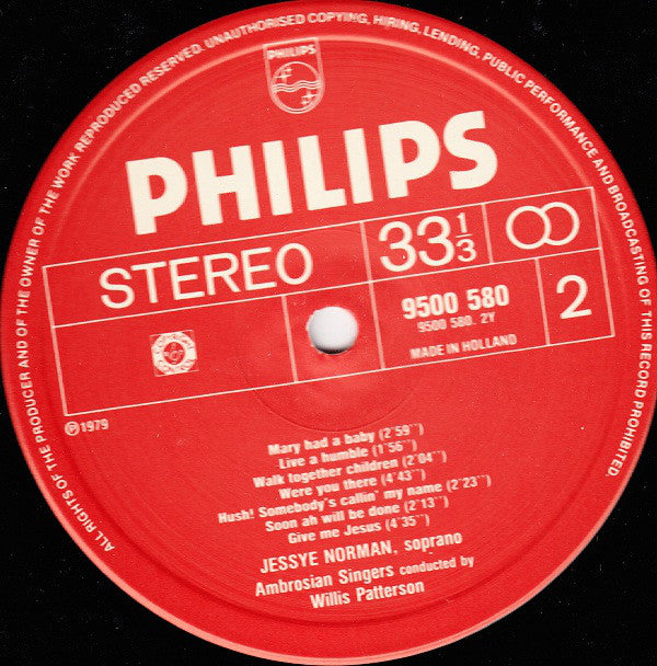 Jessye Norman / Dalton Baldwin / Willis C. Patterson / The Ambrosian Singers : Negro Spirituals (LP, Album)