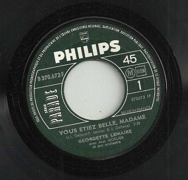 Georgette Lemaire : Vous Etiez Belle, Madame (7", Single)