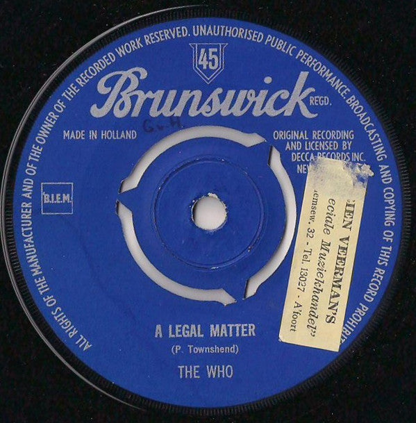 The Who : A Legal Matter / Instant Party (7", Single)