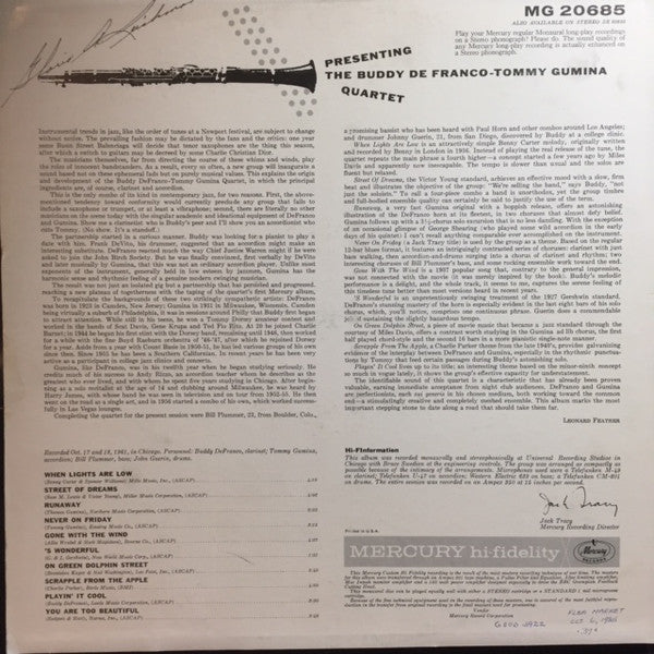 Buddy DeFranco - Tommy Gumina Quartet : Presenting (LP, Album, Mono)