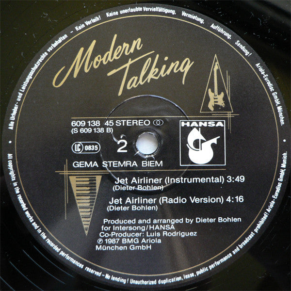 Modern Talking : Jet Airliner (Fasten-Seat-Belt-Mix) (12", Maxi)