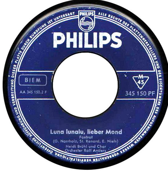 Heidi Brühl : Chico Chico Charlie / Luna Lunalu, Lieber Mond (7", Single, Mono)