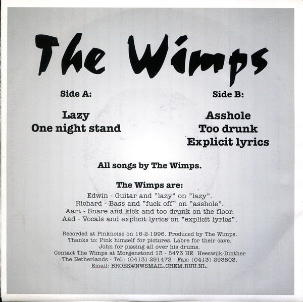 The Wimps (2) : Wimps Fuck Off! (7", EP)