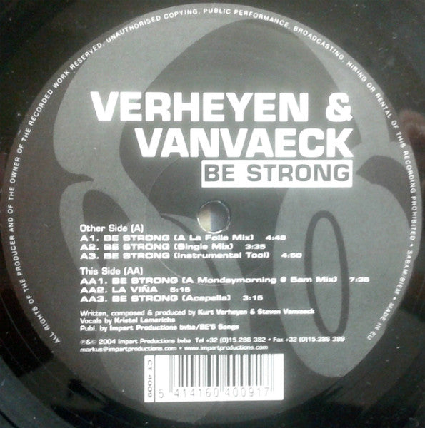 Verheyen & Vanvaeck : Be Strong / La Viña (12")