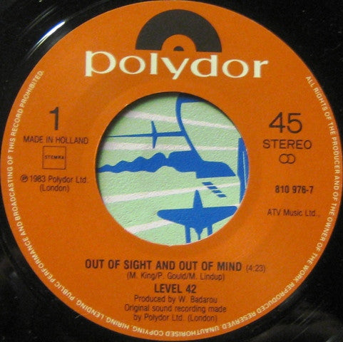 Level 42 : Out Of Sight - Out Of Mind (7", Single)