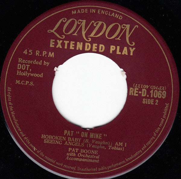 Pat Boone : "Pat" On Mike (7", EP, Mono)
