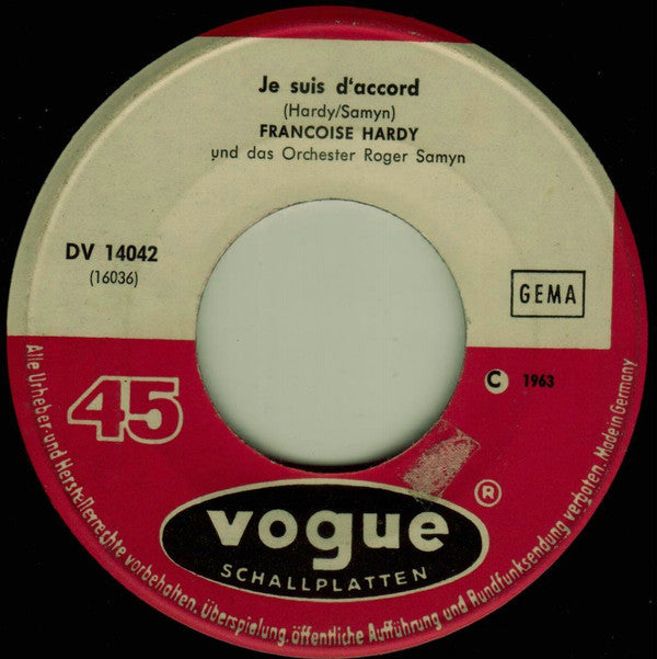 Françoise Hardy : Tous Les Garçons Et Les Filles (7")