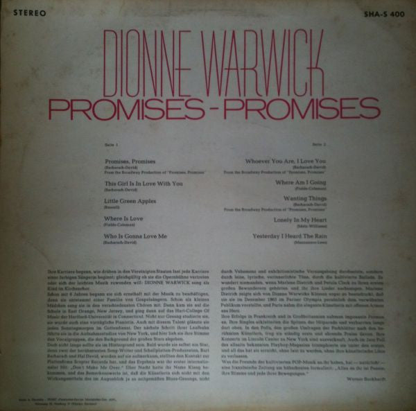 Dionne Warwick : Promises, Promises (LP, Album)