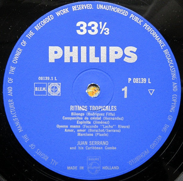 Juan Serrano And His Caribbean Combo : Ritmos Tropicales (LP)