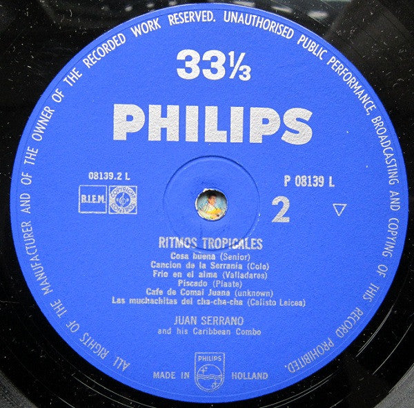 Juan Serrano And His Caribbean Combo : Ritmos Tropicales (LP)