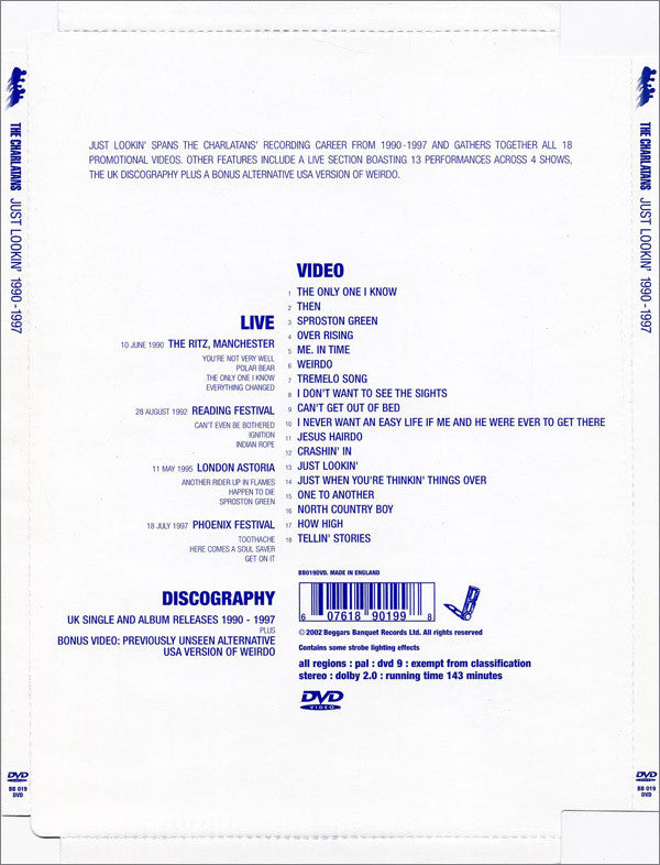 The Charlatans : Just Lookin' 1990-1997 (DVD-V, Multichannel, PAL)