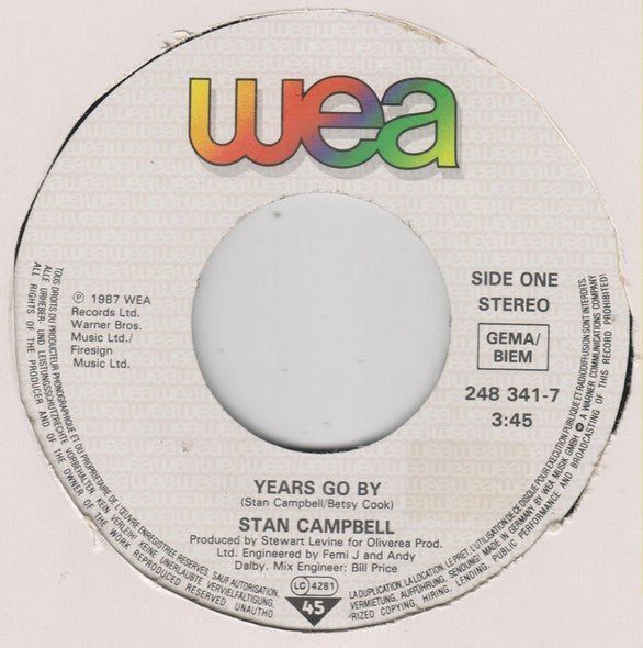 Stan Campbell : Years Go By (7", Single)