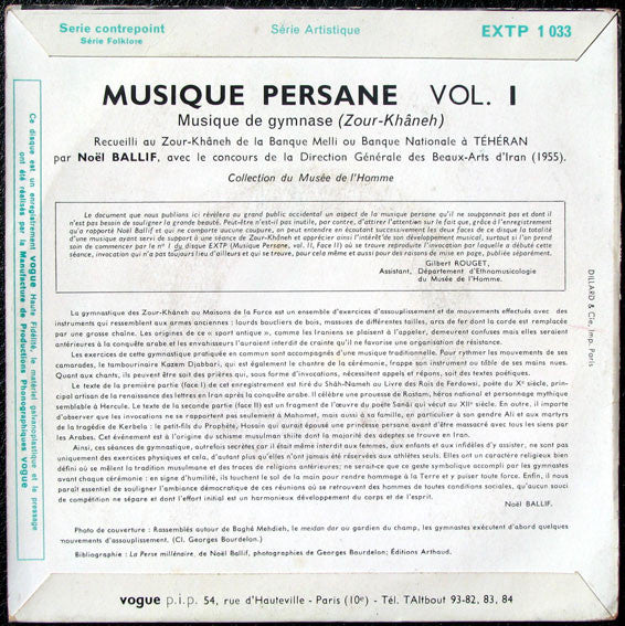 Various / Noël Ballif : Musique Persane Vol. 1 - Musique De Gymnase (7", EP)