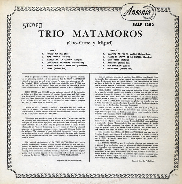 Trio Matamoros : Trio Matamoros Vol. 2 (LP, Album)