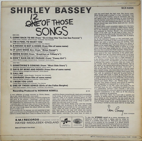 Shirley Bassey : 12 Of Those Songs (LP, Album)