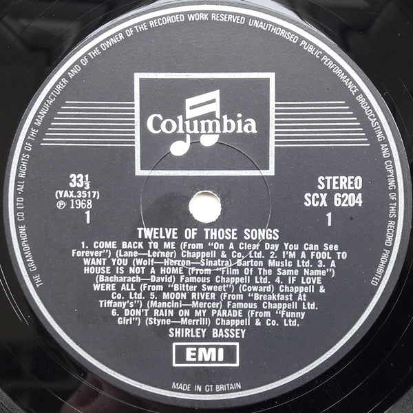 Shirley Bassey : 12 Of Those Songs (LP, Album)