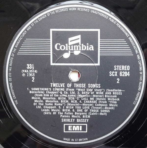 Shirley Bassey : 12 Of Those Songs (LP, Album)