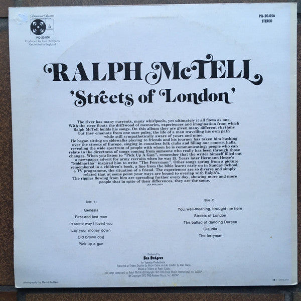 Ralph McTell : Streets Of London (LP, RE, RP)