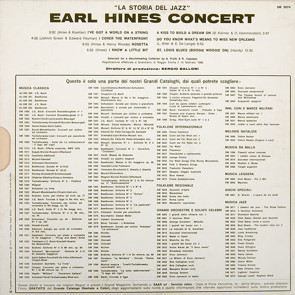 Earl Hines : Earl Hines Concert (LP, Album)