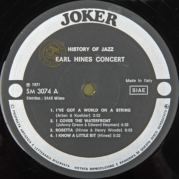 Earl Hines : Earl Hines Concert (LP, Album)