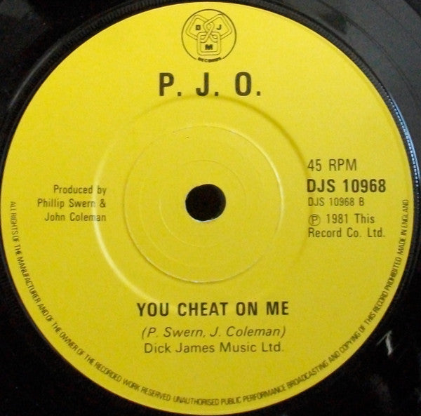 P.J.O. : Don't Jive Me (7", Single)