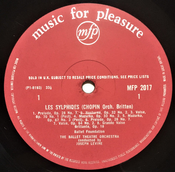 Frédéric Chopin / Pyotr Ilyich Tchaikovsky, Ballet Theatre Orchestra, Joseph Levine : Les Sylphides / Princess Aurora (LP, RE)