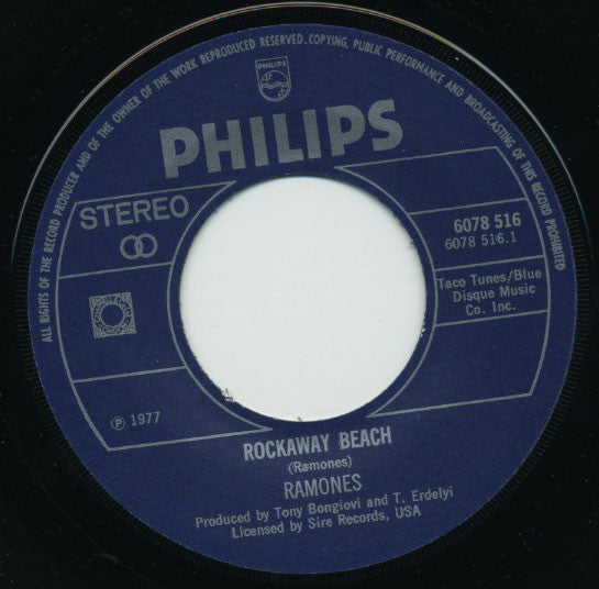 Ramones : Rockaway Beach / I Remember You  (7", Single)