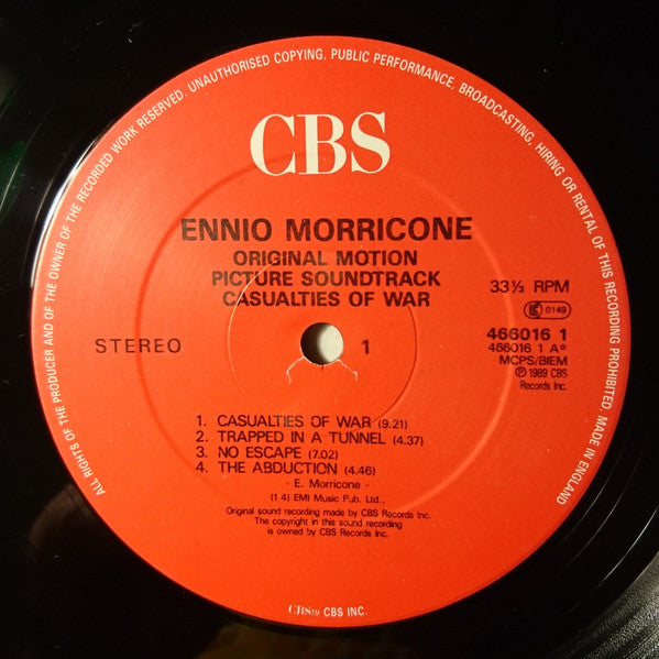 Ennio Morricone : Casualties Of War (Original Motion Picture Soundtrack) (LP, Album)