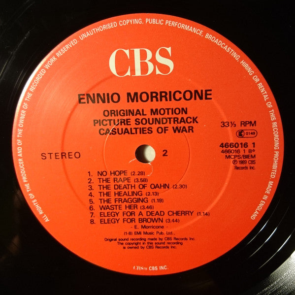 Ennio Morricone : Casualties Of War (Original Motion Picture Soundtrack) (LP, Album)