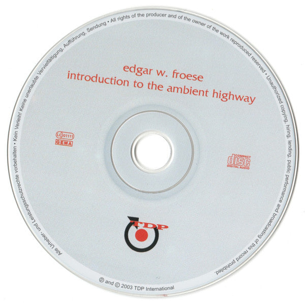 Edgar Froese : Introduction To The Ambient Highway (Roaring Cats And Driving Camels) (CD, Album, Comp)