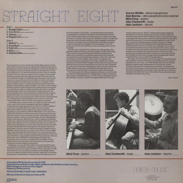 Tommy Whittle, Alan Barnes, Mick Pyne, Alan Jackson, Alec Dankworth : Straight Eight (LP, Album)