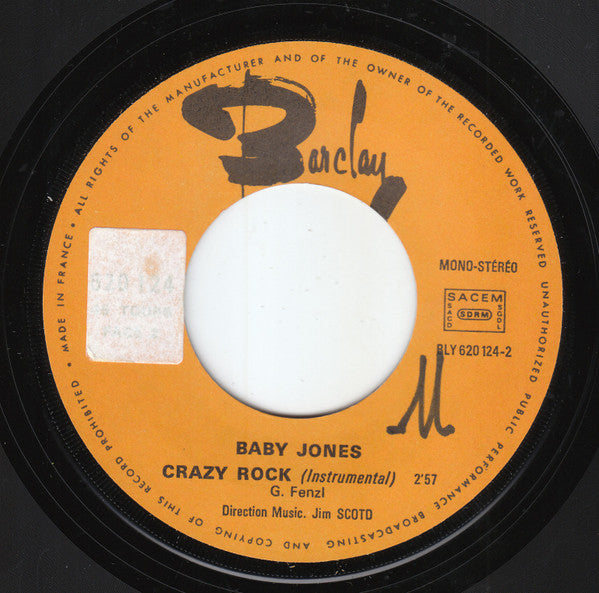 Baby Jones : Oh ! Mama Mia / Crazy Rock (Instrumental) (7", Mono)