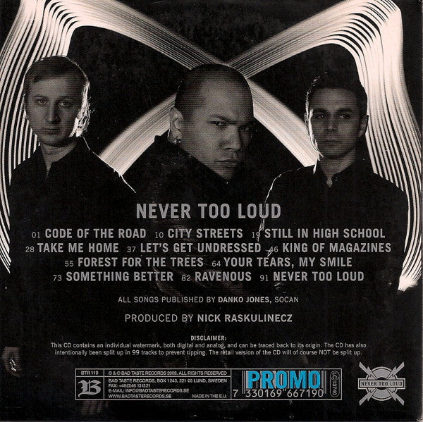 Danko Jones : Never Too Loud (CD, Album, Promo)