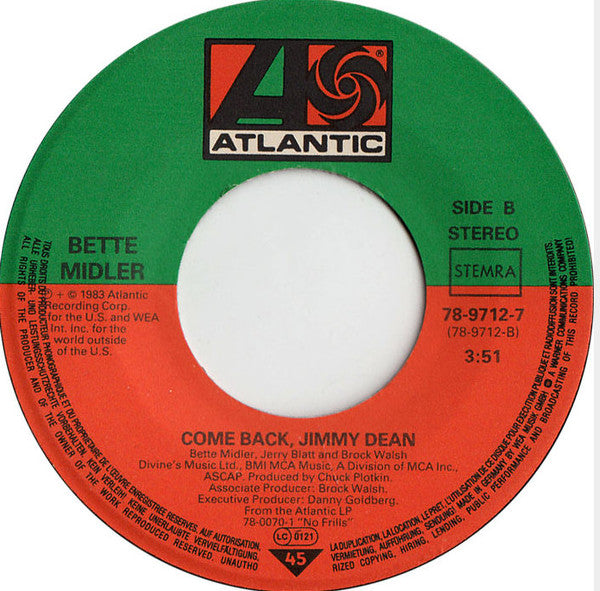 Bette Midler : Beast Of Burden (7", Single)