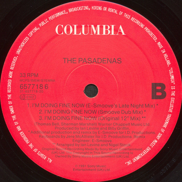 The Pasadenas : I'm Doing Fine Now (12", Single)