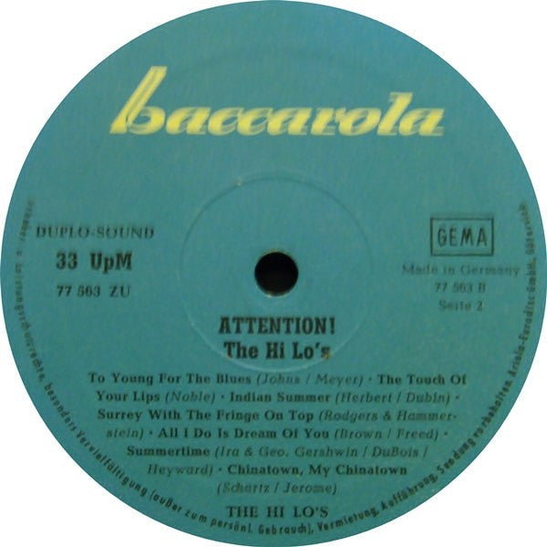 The Hi-Lo's : Attention! The Hi Lo's! (LP, Comp, Dup)