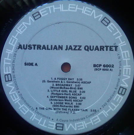 The Australian Jazz Quartet : The Australian Jazz Quartet (LP, Mono)