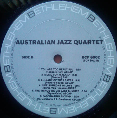 The Australian Jazz Quartet : The Australian Jazz Quartet (LP, Mono)