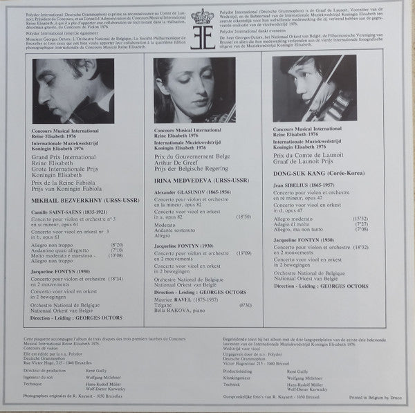 Various : Concours Musical International Reine Elisabeth Violon 1976 / Internationale Muziekwedstrijd Koningin Elisabeth (3xLP + Box, Num)