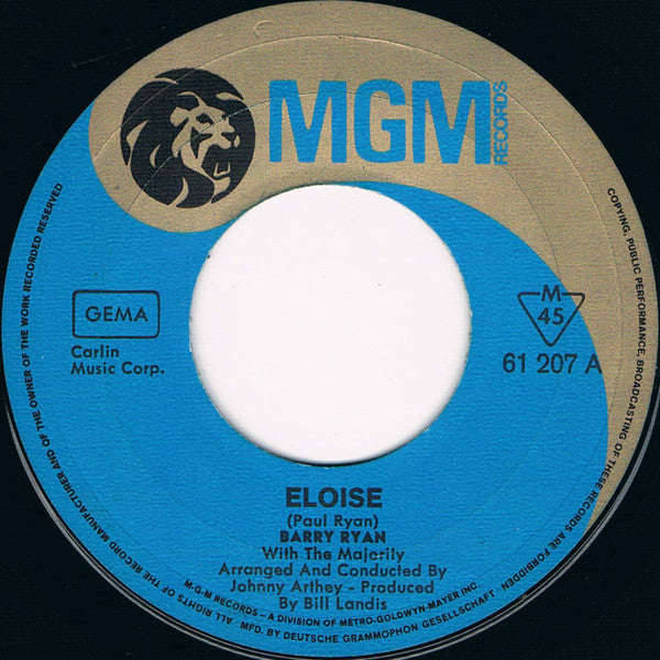 Barry Ryan : Eloise (7", Single, Mono)